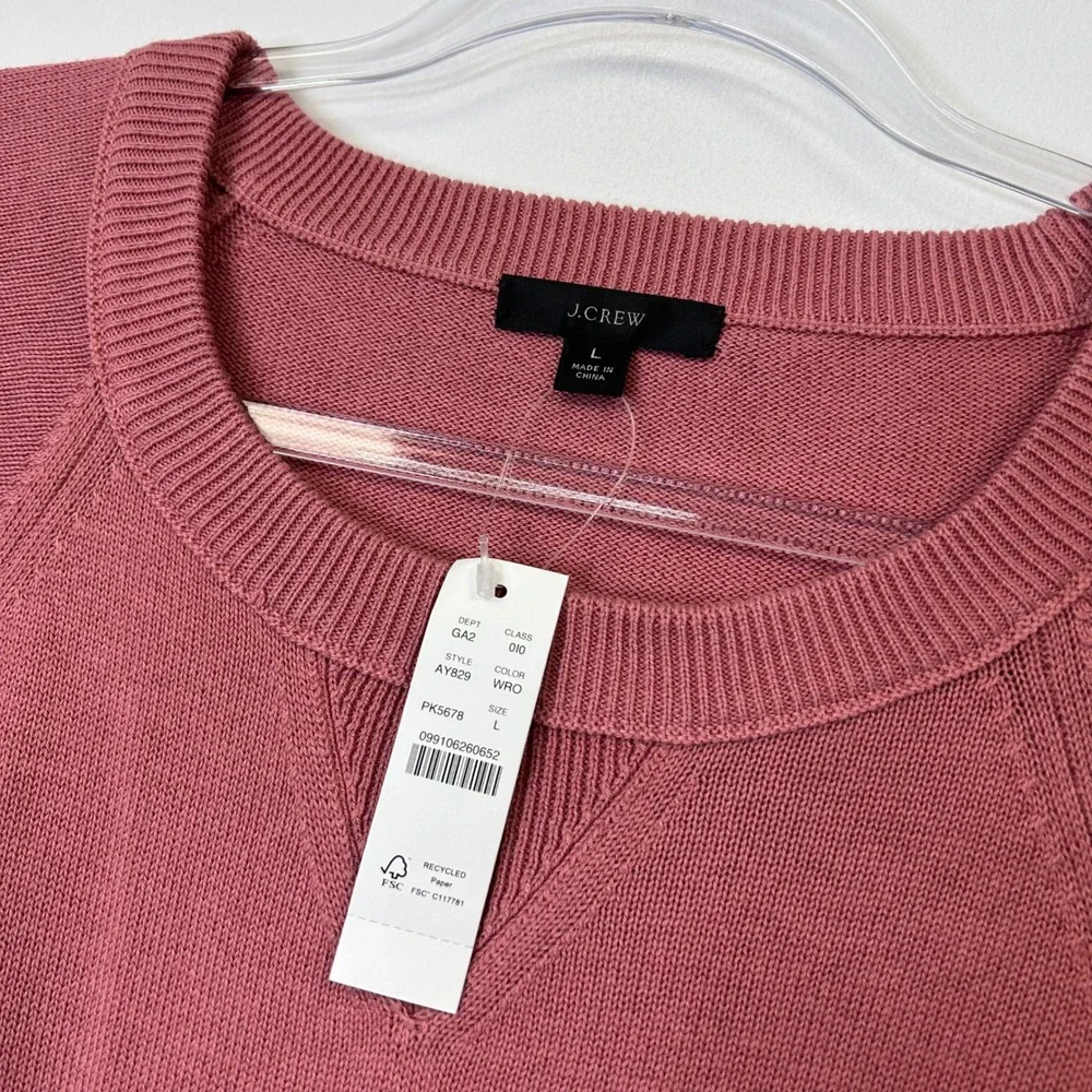 NEW J. Crew Womens Cotton Cashmere Pullover Sweatshirt Women's Large Pink Crew